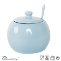 Nice Glazing Color Simple Sugar Pot with Spoon